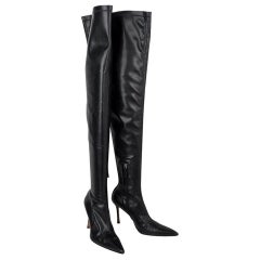 Versace Boot Thigh High Black Very Soft Leather Boots 39 /9 