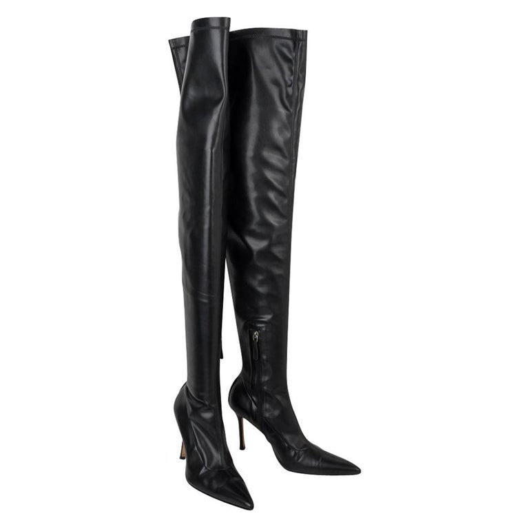 Versace Boot Thigh High Black Very Soft Leather Boots 39 /9 at 1stDibs