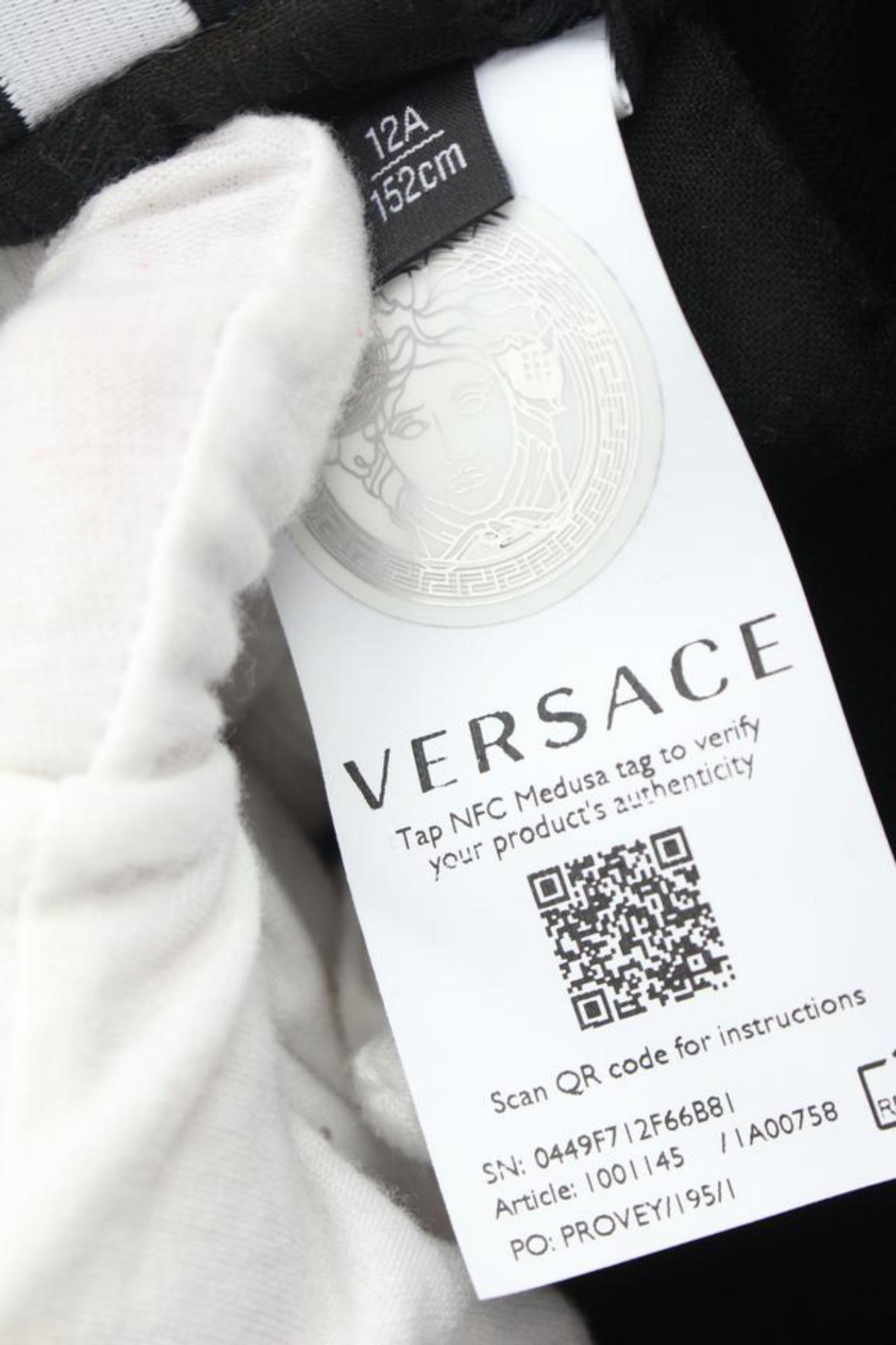 Noir Pantalon pantalon gréca noir et blanc pour garçons 12A de Versace 120v23 en vente