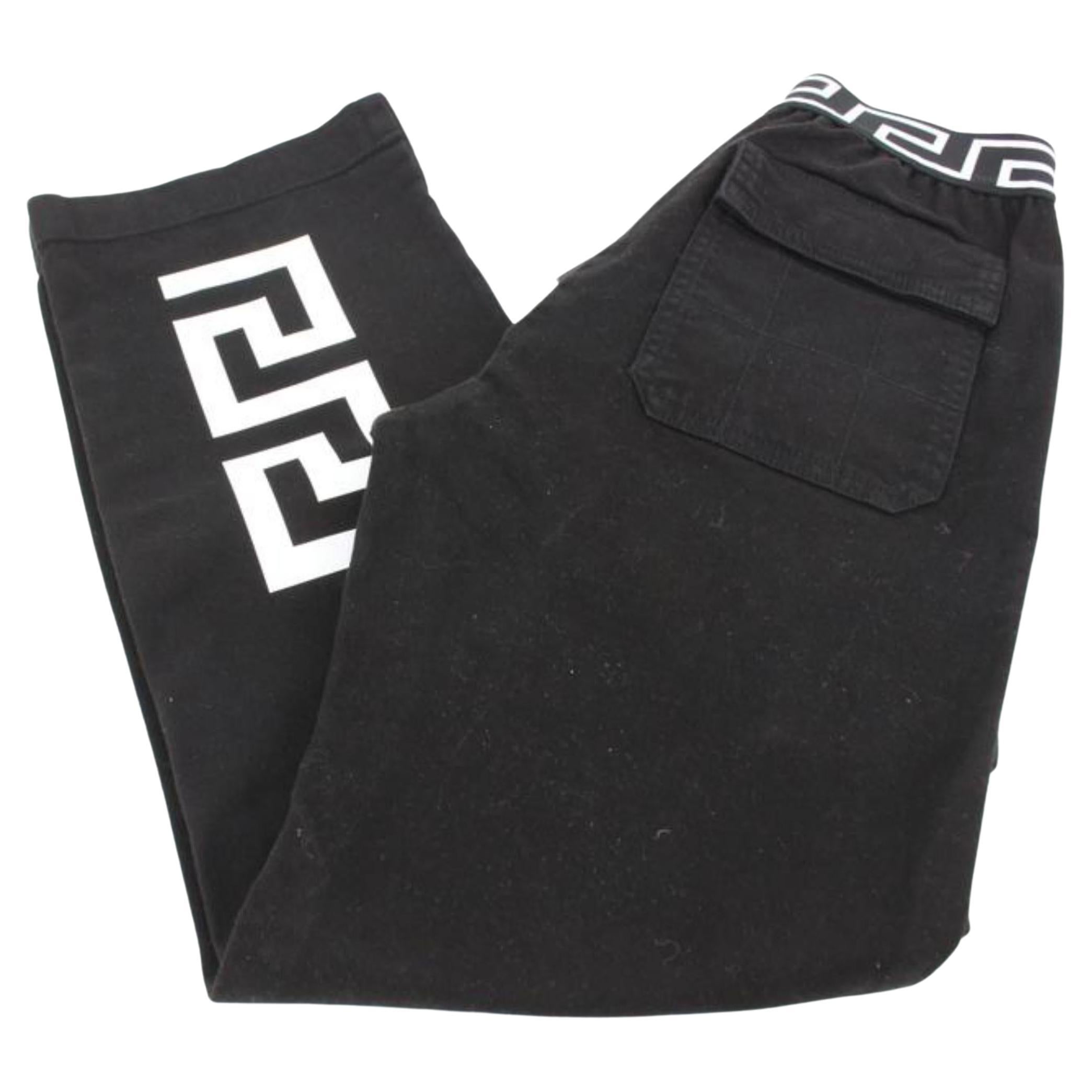 Pantalon pantalon gréca noir et blanc pour garçons 12A de Versace 120v23 en vente