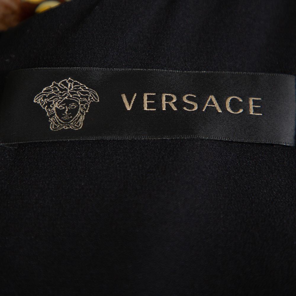 Versace Brown Animal and Baroque Print Velvet Sleeveless Sheath Dress M 1
