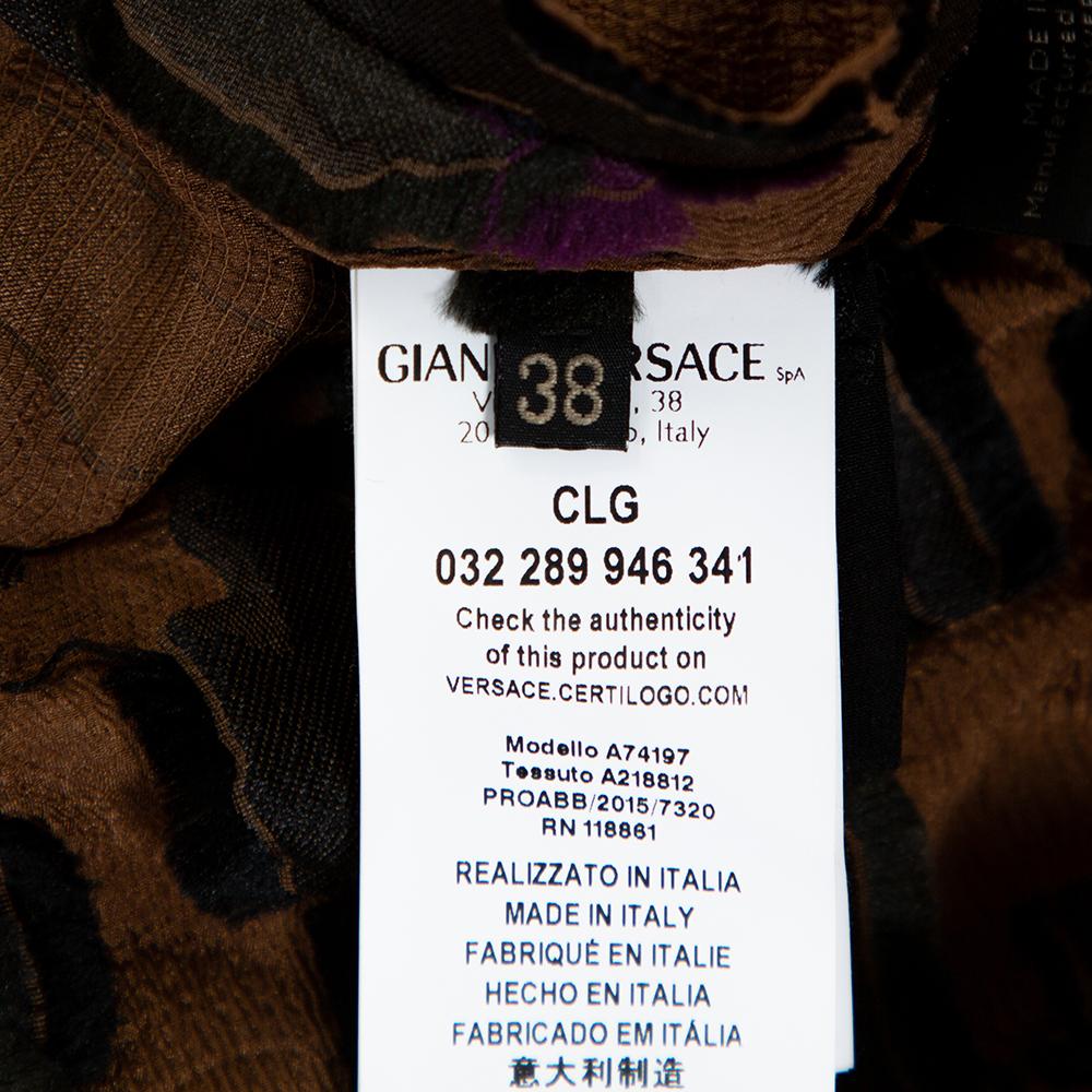Versace Brown Camouflage Fil Coupé One-Shoulder Dress S In Good Condition In Dubai, Al Qouz 2