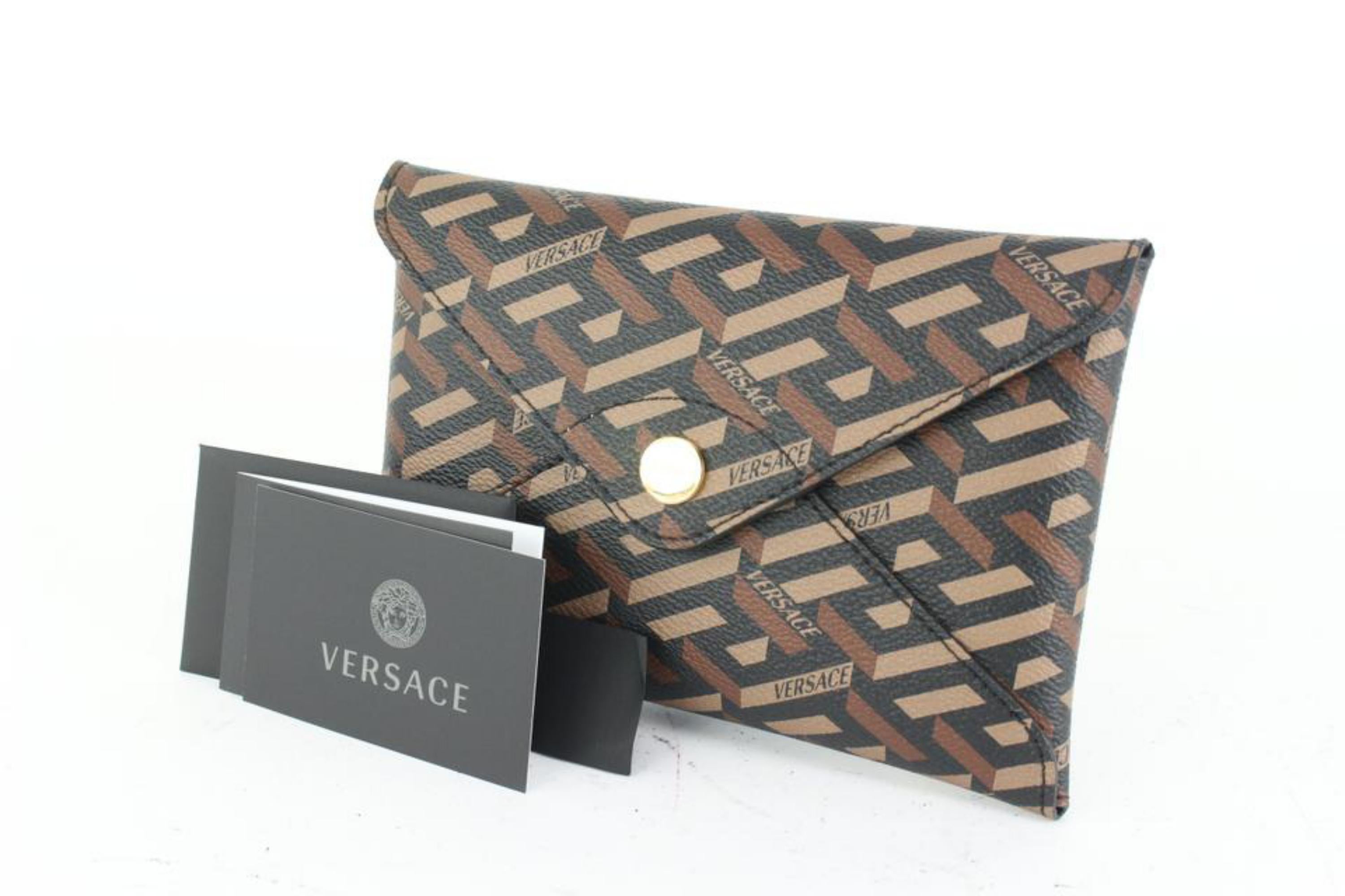Versace Brown Greca Envelope Pouch 75v67s 7