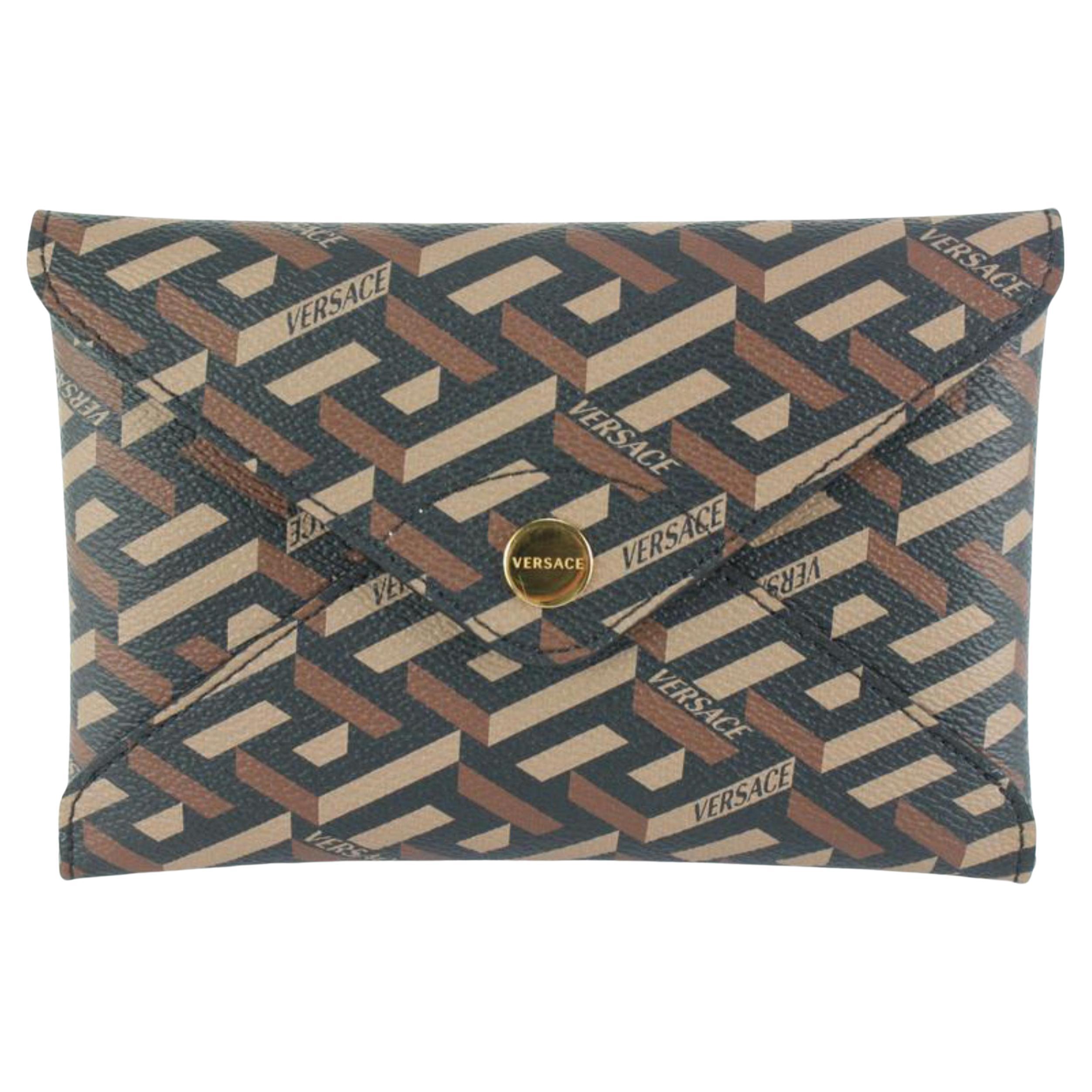 Versace Brown Greca Envelope Pouch 75v67s