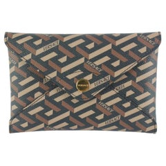 Versace Brown Greca Envelope Pouch 75v67s