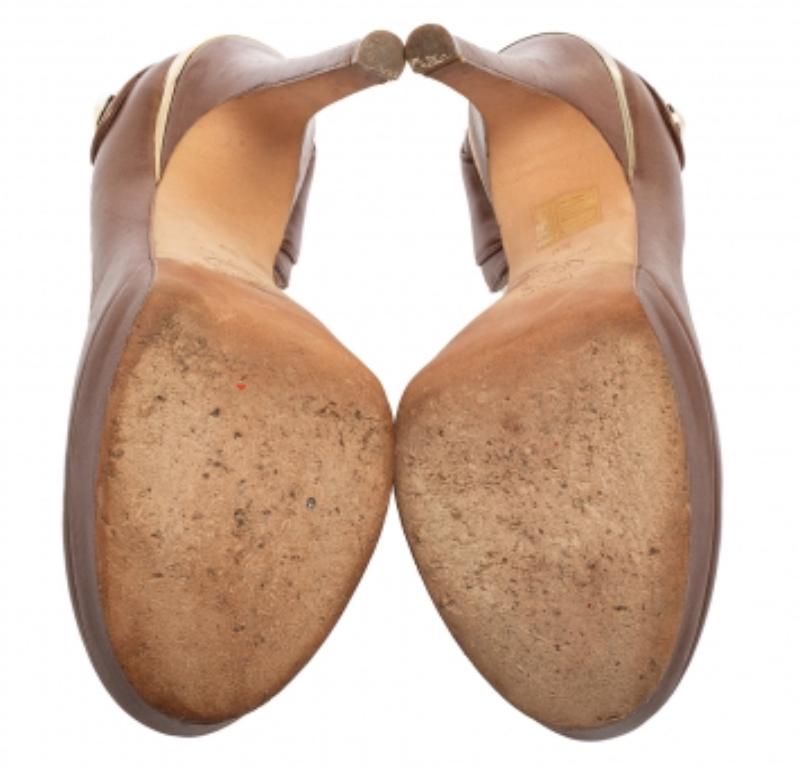 Versace Brown Leather D'orsay Pumps Size 38 4