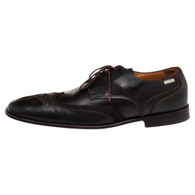 Versace Brown Leather Lace Up Derby Size 41