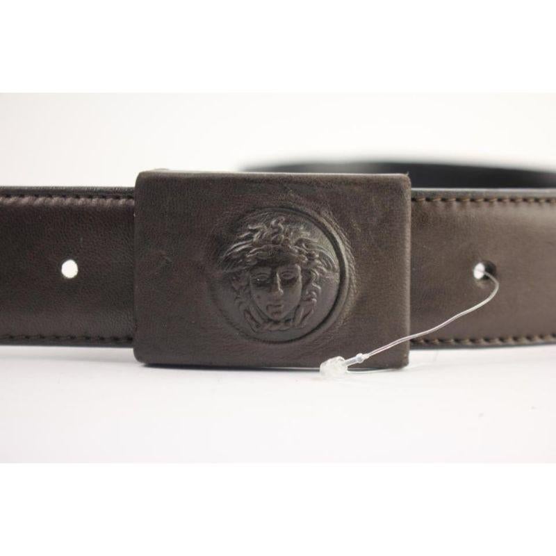 Versace Brown Leather Medusa Belt 82vera104 For Sale 6