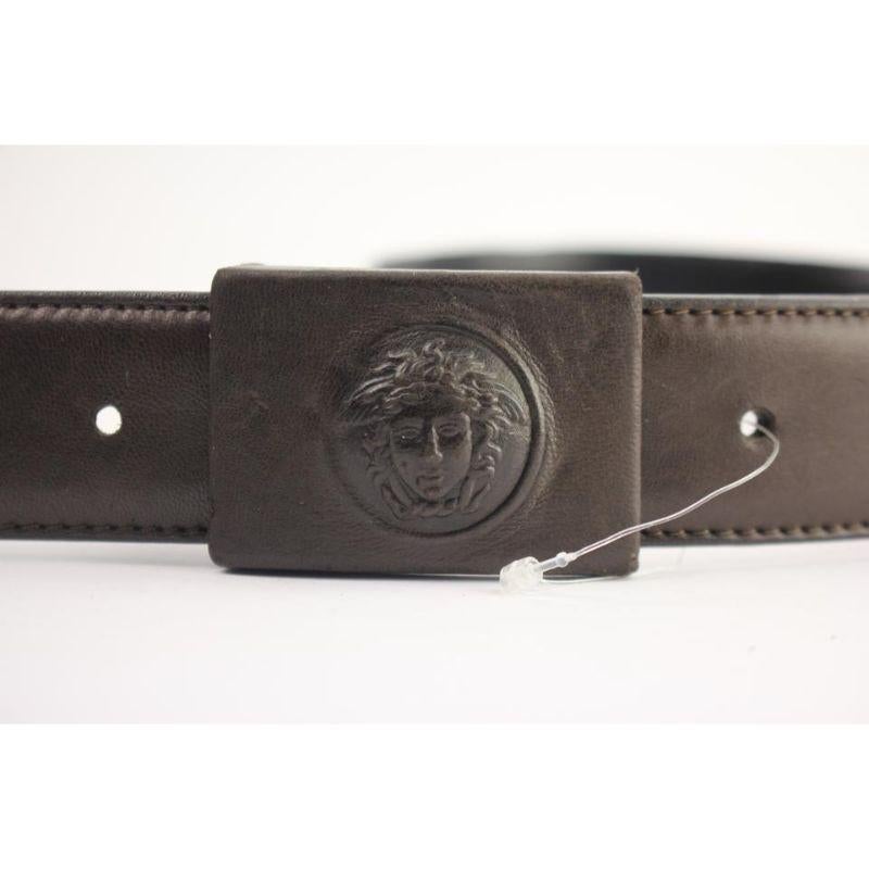 Black Versace Brown Leather Medusa Belt 82vera104 For Sale