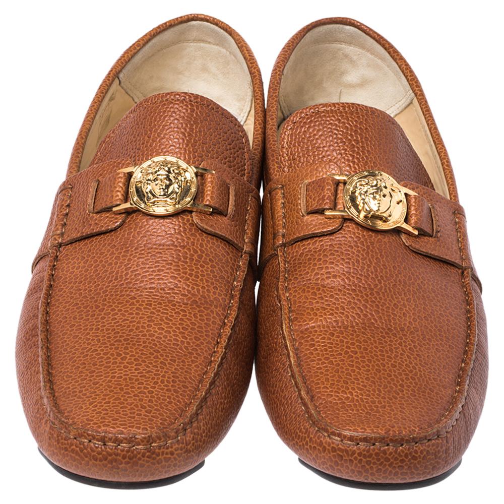 Versace brown loafers clearance