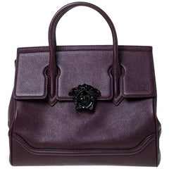 Versace Burgundy Leather Palazzo Empire Tote