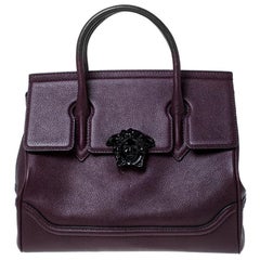 Versace Burgundy Leather Palazzo Empire Tote