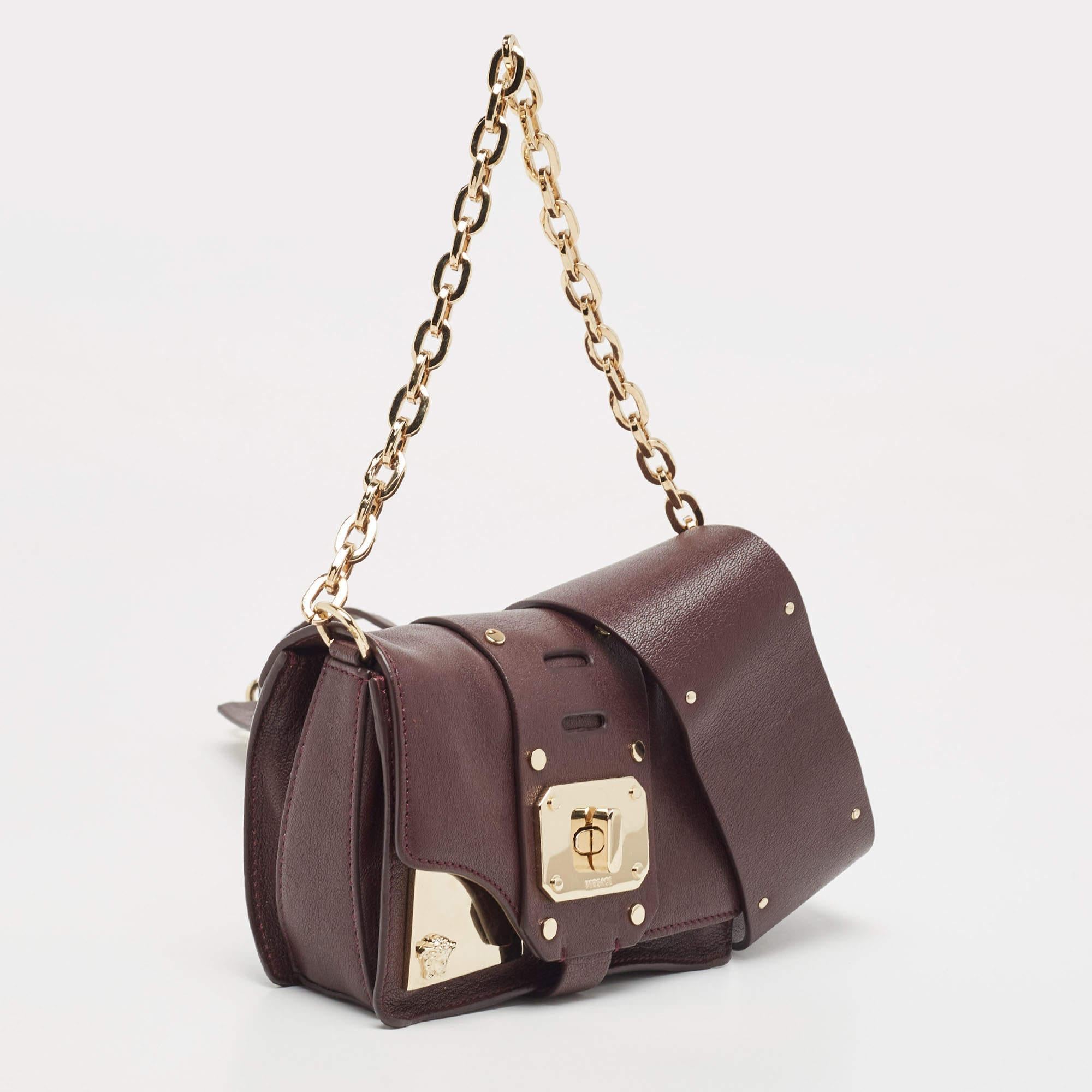 Women's Versace Burgundy Leather Stardvst Crossbody Bag For Sale