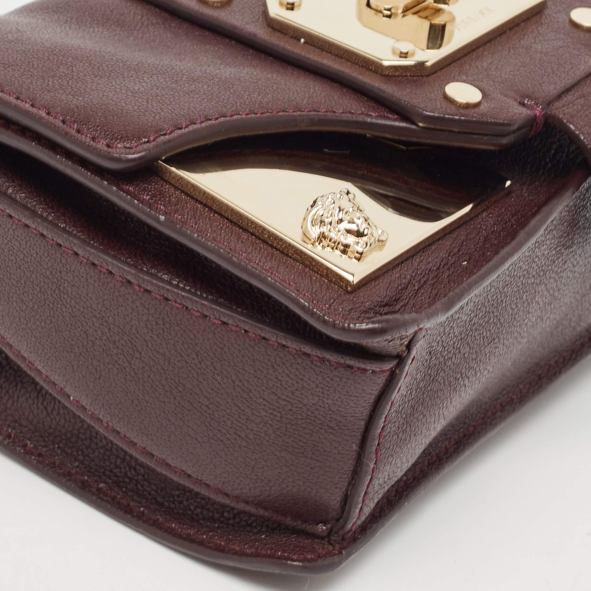 Versace Burgundy Leather Stardvst Crossbody Bag For Sale 2