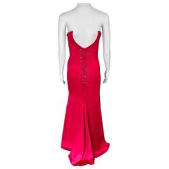 Used Versace Bustier Corset Satin Red Evening Dress Gown 