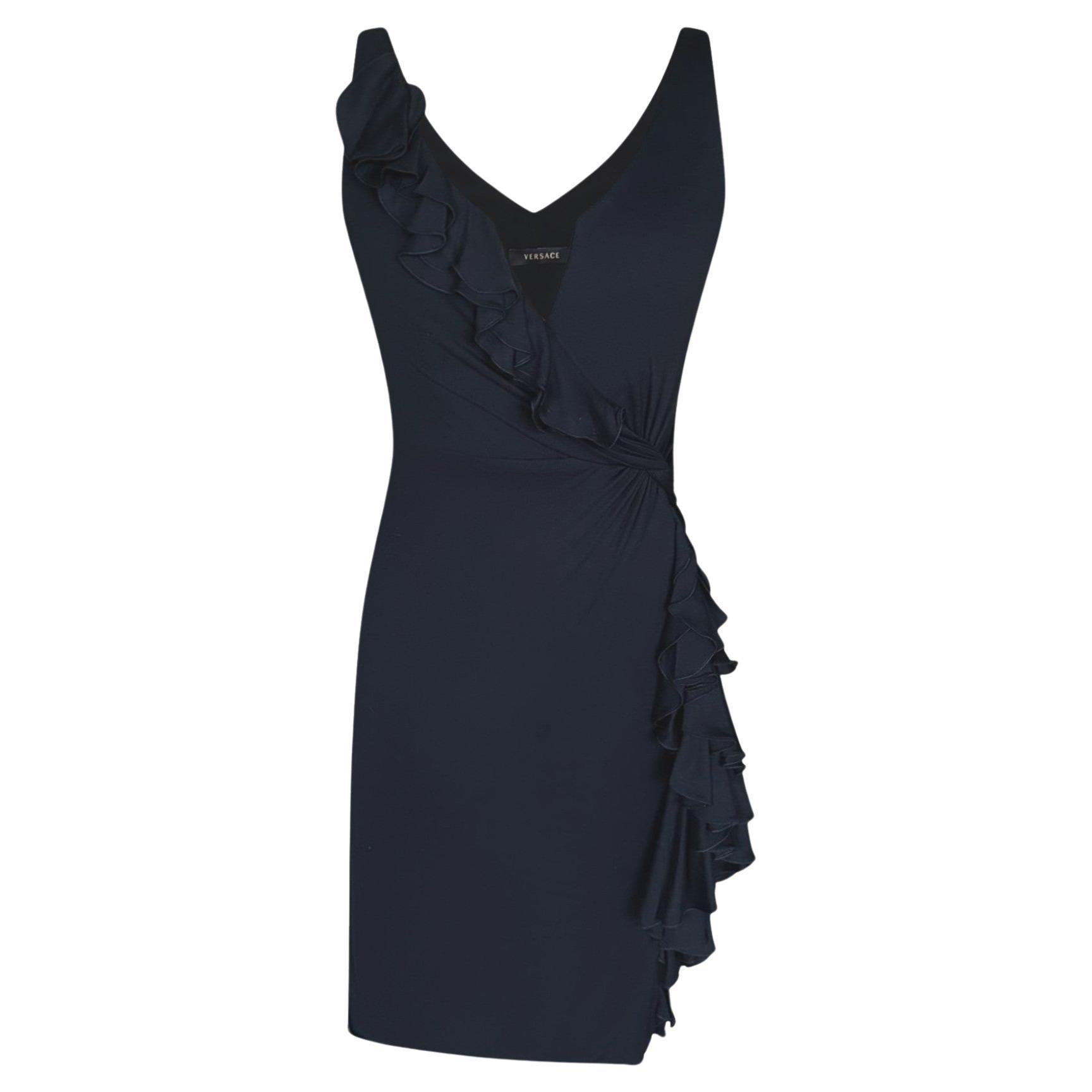 Versace by Donatella F/W 2006 Black Ruffle Midi Dress