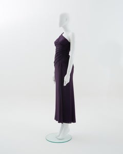 Versace by Donatella Pre-Fall 2008 Ruched purple stretch slit gown