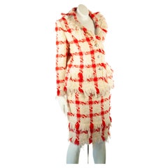 Versace by Donatella red and cream wool houndstooth ensemble, FW2004