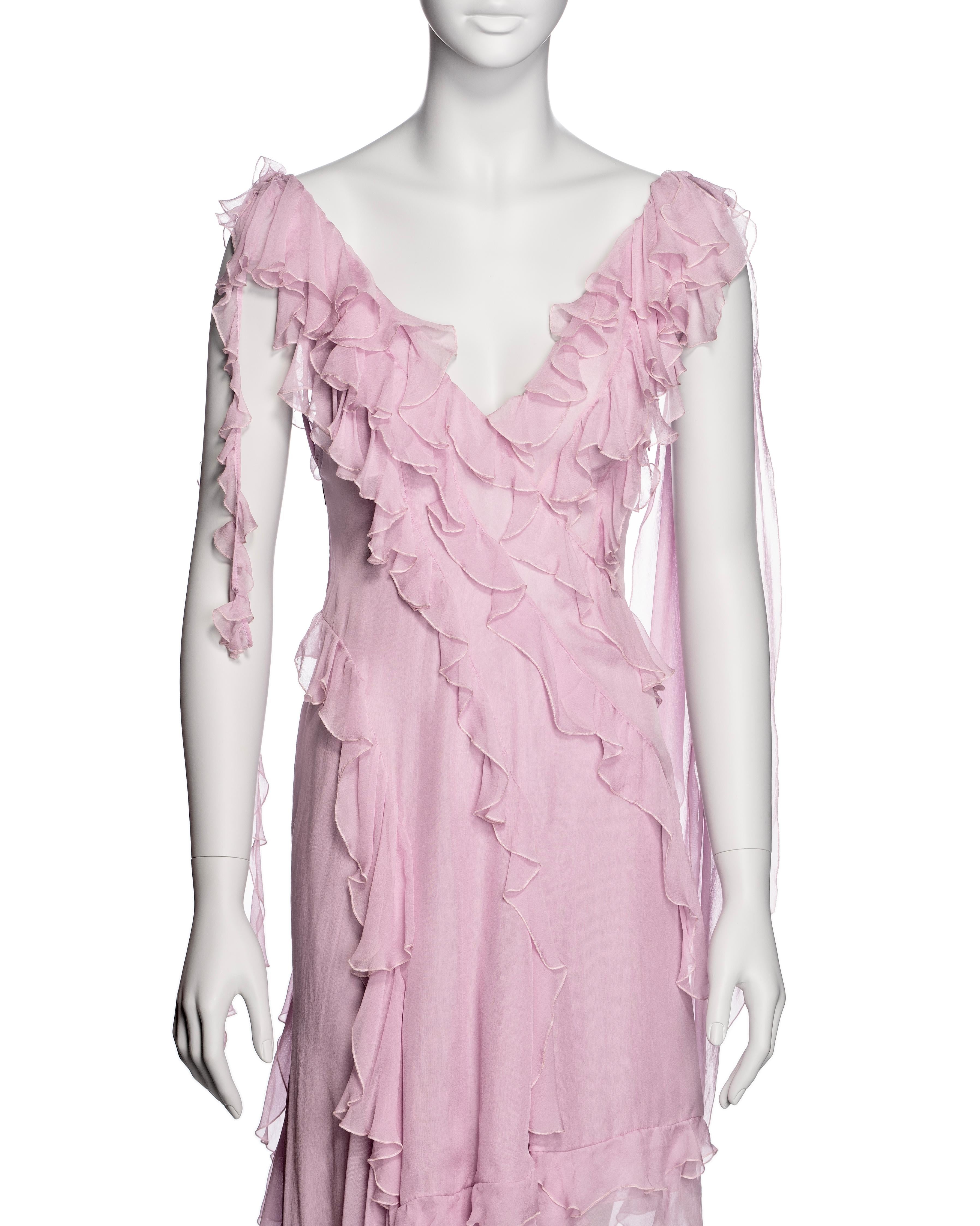 Versace by Donatella Versace Pink Silk Chiffon Summer Dress, SS 2004 In Good Condition In London, GB