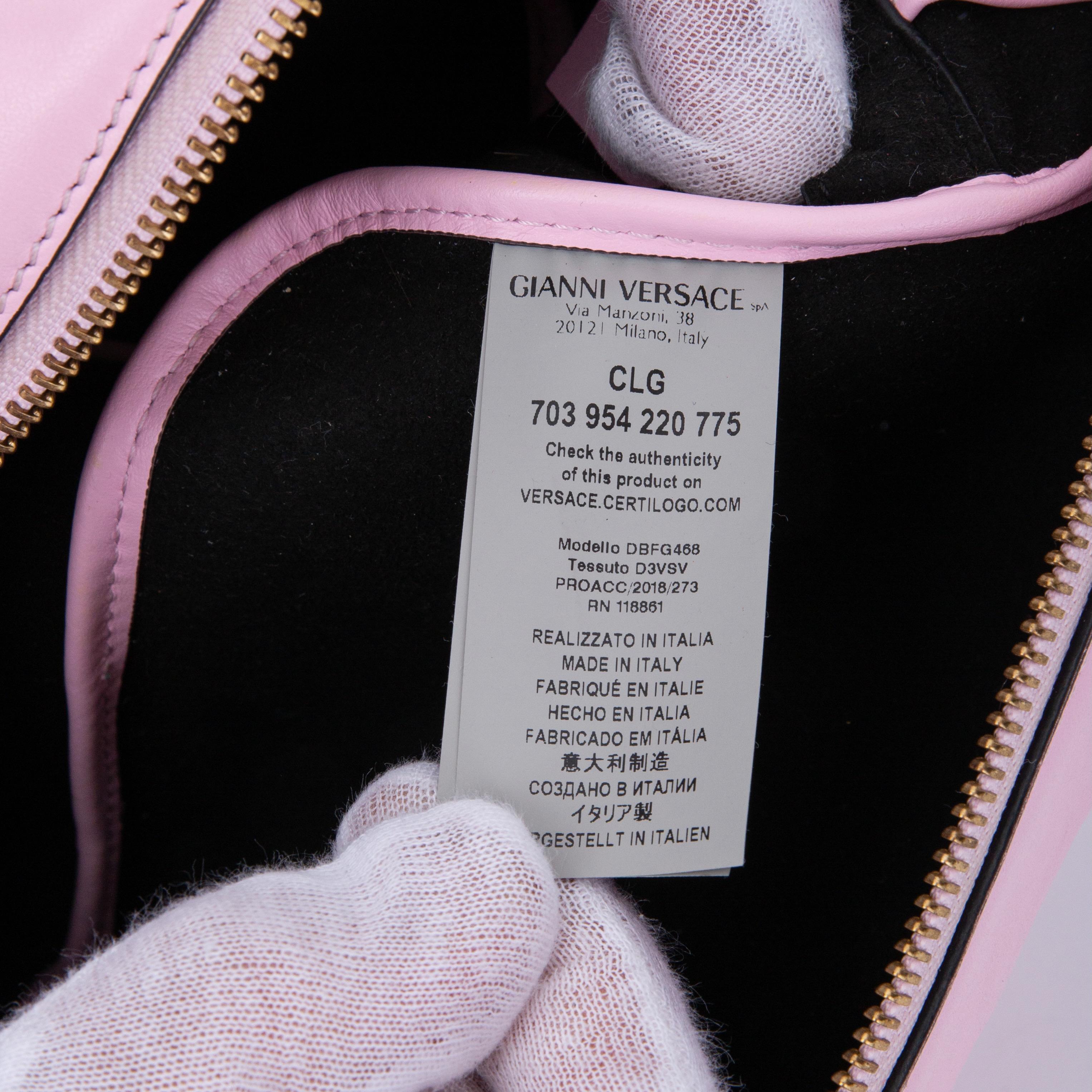 Versace Calfskin Rose Pink Camera Shoulder Bag For Sale 3
