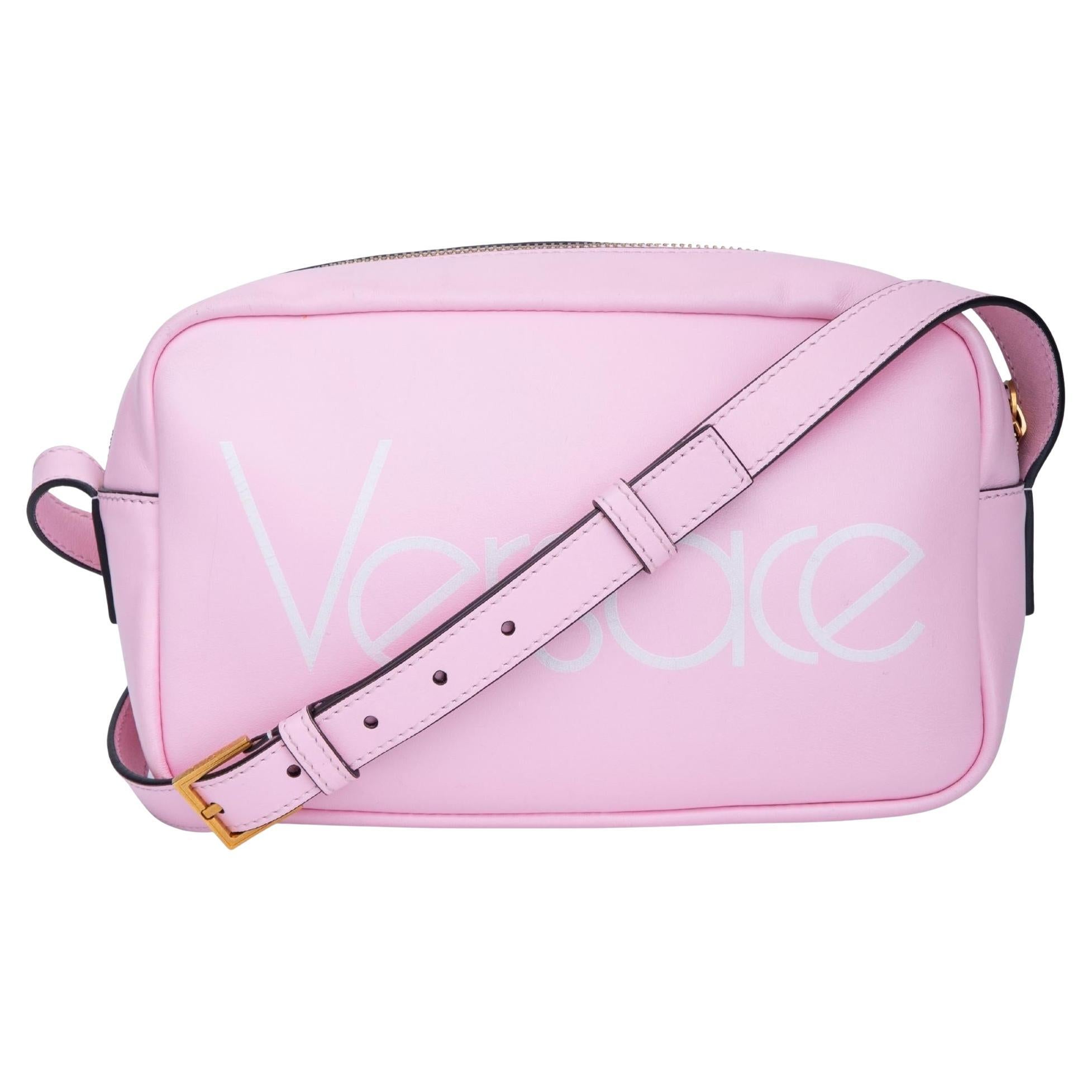 Versace Calfskin Rose Pink Camera Shoulder Bag