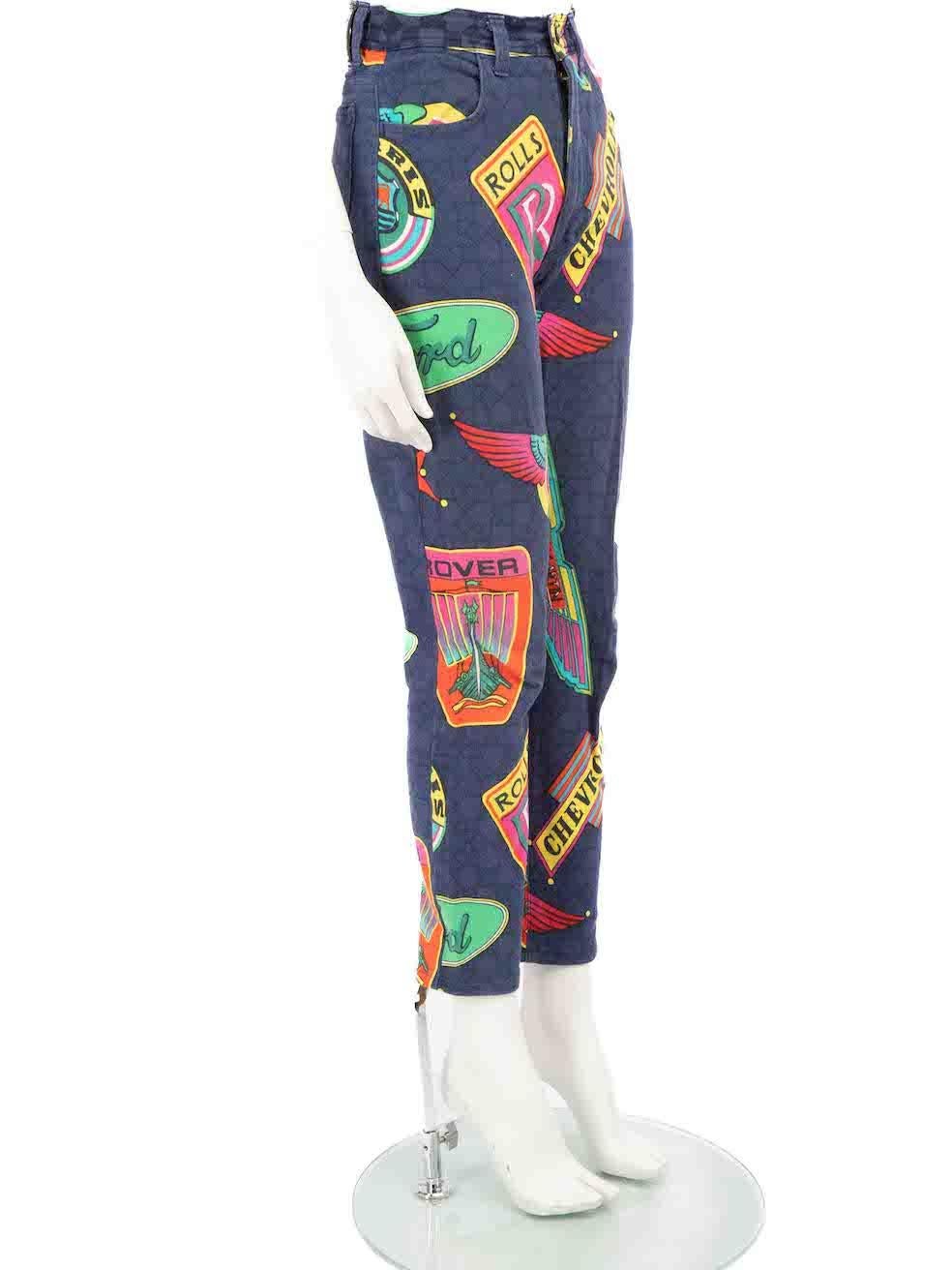 CONDITION is Very good. Minimal wear to the jeans is evident. Light discolouration to the internal rear-left, the internal rear-right patch, and pocket linings on this used Versace designer resale item.
 
 
 
 Details
 
 
 Multicolour- blue tone
 
