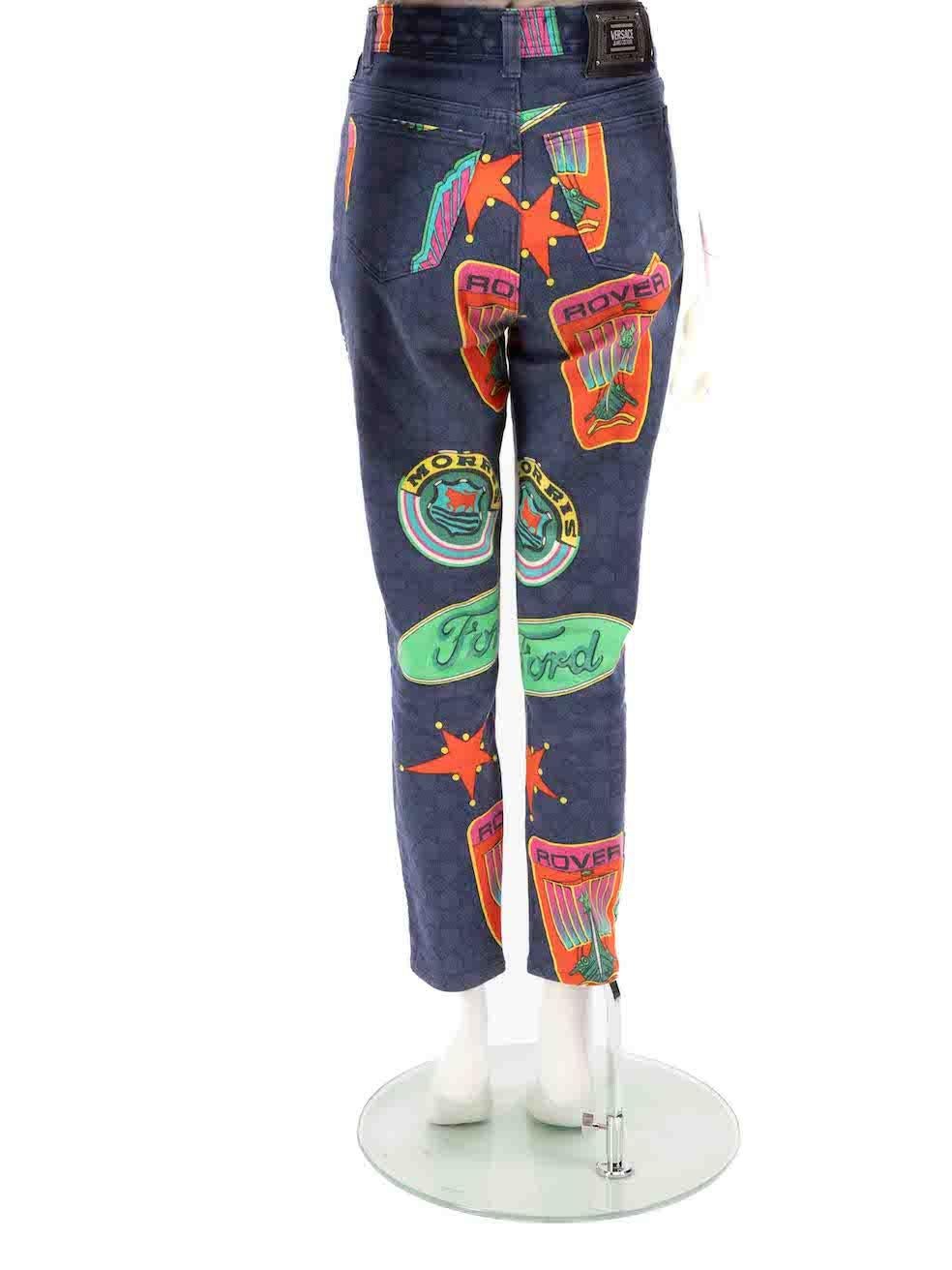 Gray Versace Car Logo Printed Jeans Size L