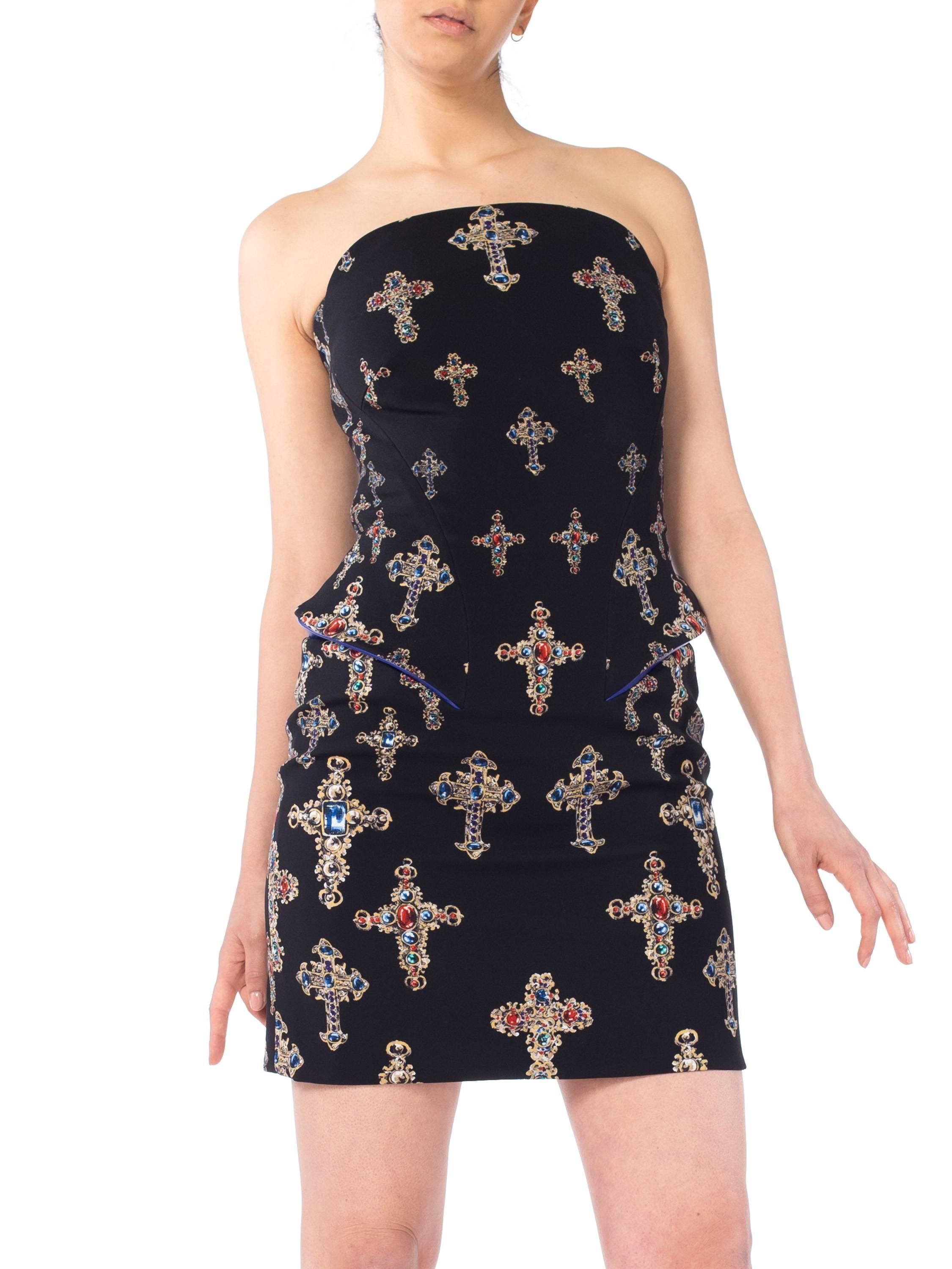 Black Versace Catholic Crystal Cross Dress