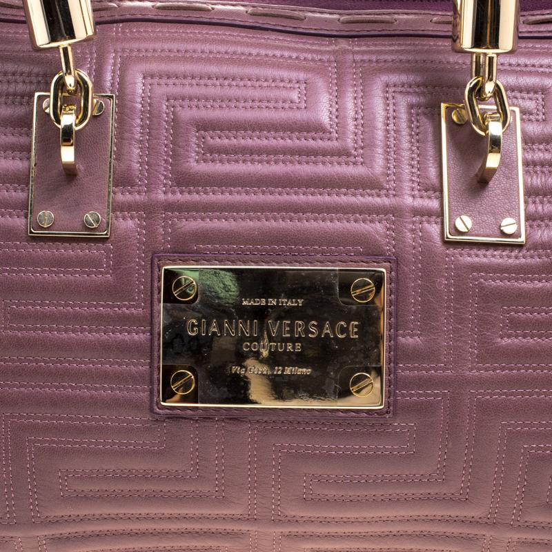 Versace Cedar Dark Beige Embossed Leather Braided Satchel 1