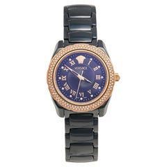 Versace Ceramic  Stainless Steel Diamonds DV One Glamour Men's Wristwatch 34 mm