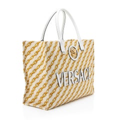 Versace Chain Link Canvas La Medusa Large Tote