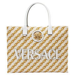 Versace Chain Link Canvas La Medusa Large Tote