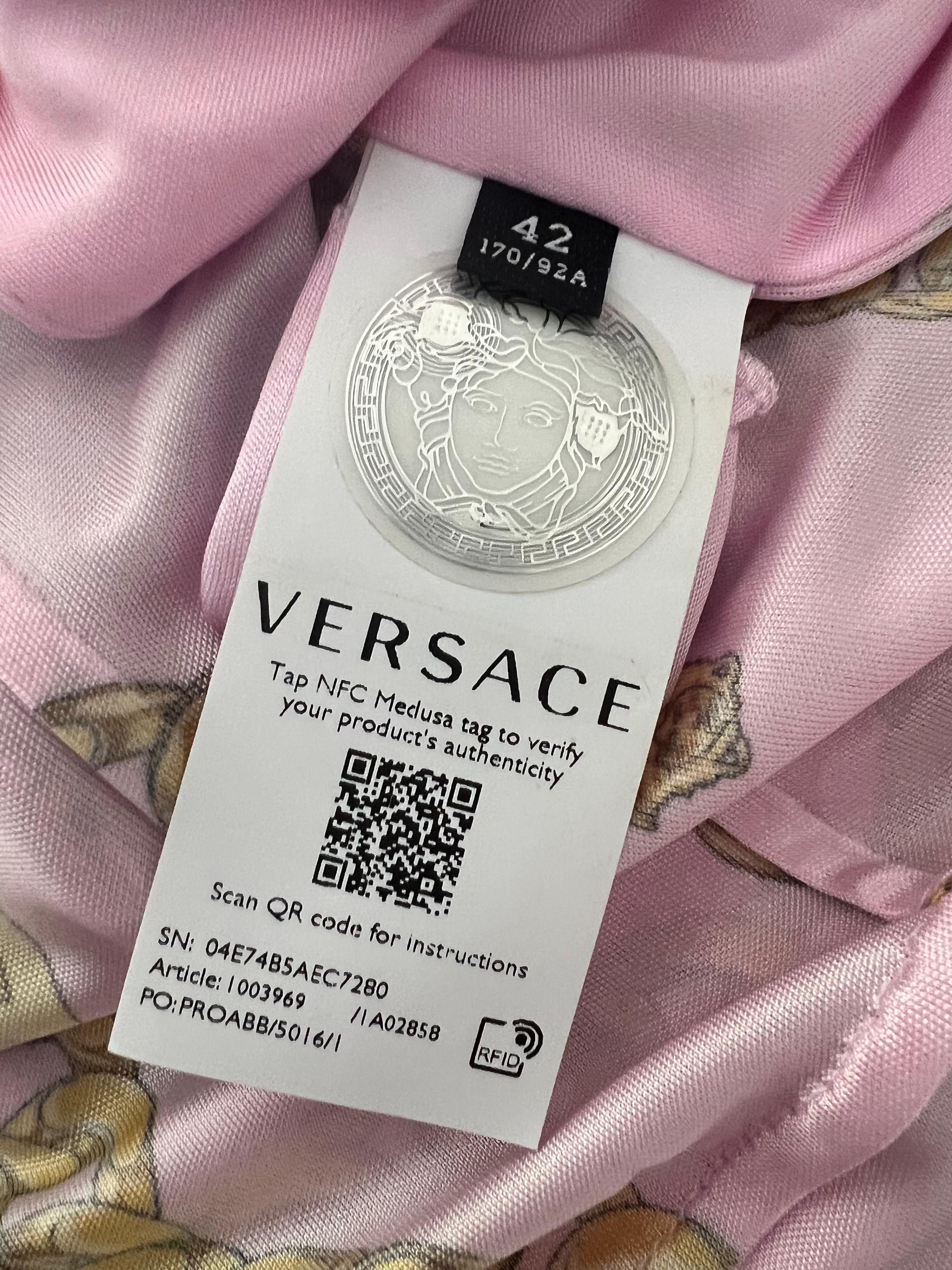 Versace Chain Long Sleeve Pink Bodysuit For Sale 4