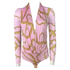 Versace Chain Long Sleeve Pink Bodysuit