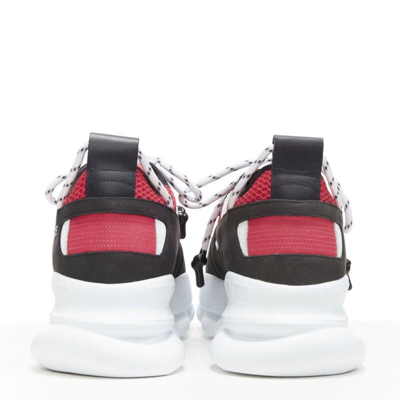 VERSACE Chain Reaction Black Red suede low top chunky sneaker EU38 US5 For Sale 1