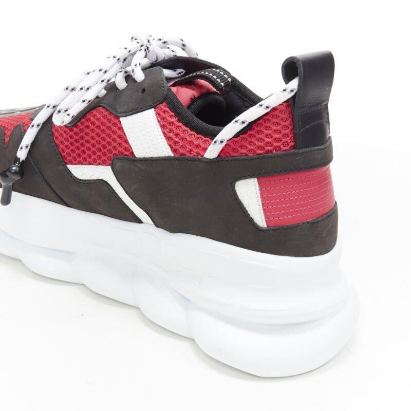 VERSACE Chain Reaction Noir Rouge daim baskets chunky EU38.5 US5.5 en vente 5