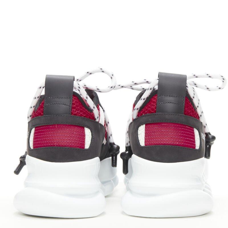 VERSACE Chain Reaction noir daim rouge chunky sneaker EU36 US6 Pour femmes en vente