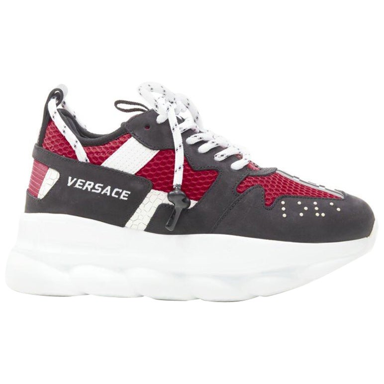 VERSACE Chain Reaction - sneaker in pelle scamosciata nera rossa EU36 US6