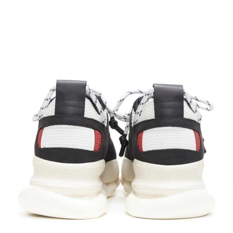 VERSACE Chain Reaction schwarz weiß rot Wildleder Mesh niedrig klobig Sneaker EU40 Herren im Angebot