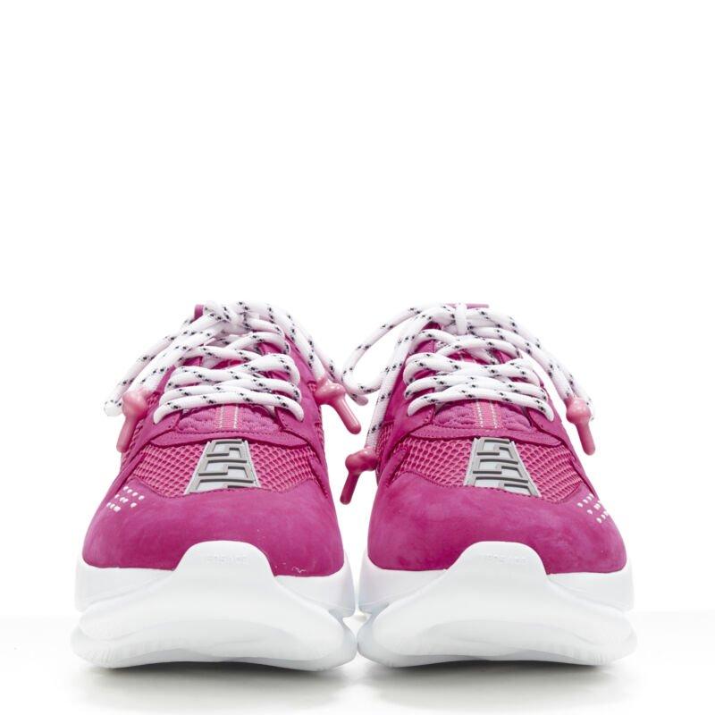 Grigio Versace Chain Reaction Blowzy, sneaker bassa in pelle scamosciata rosa EU42