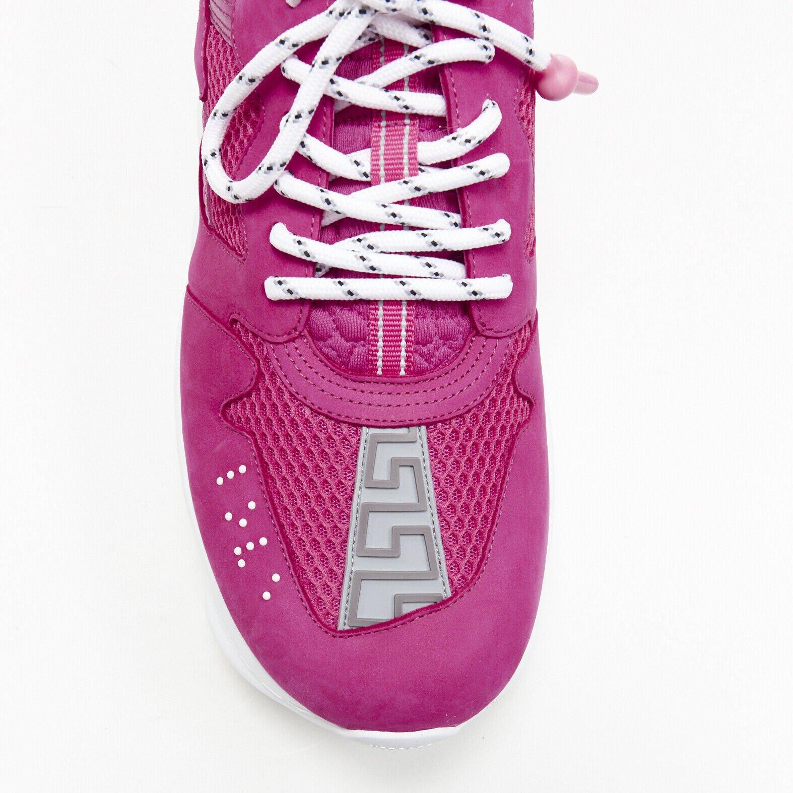 VERSACE Chain Reaction Blowzy all pink suede low top chunky sneaker EU42 en vente 1