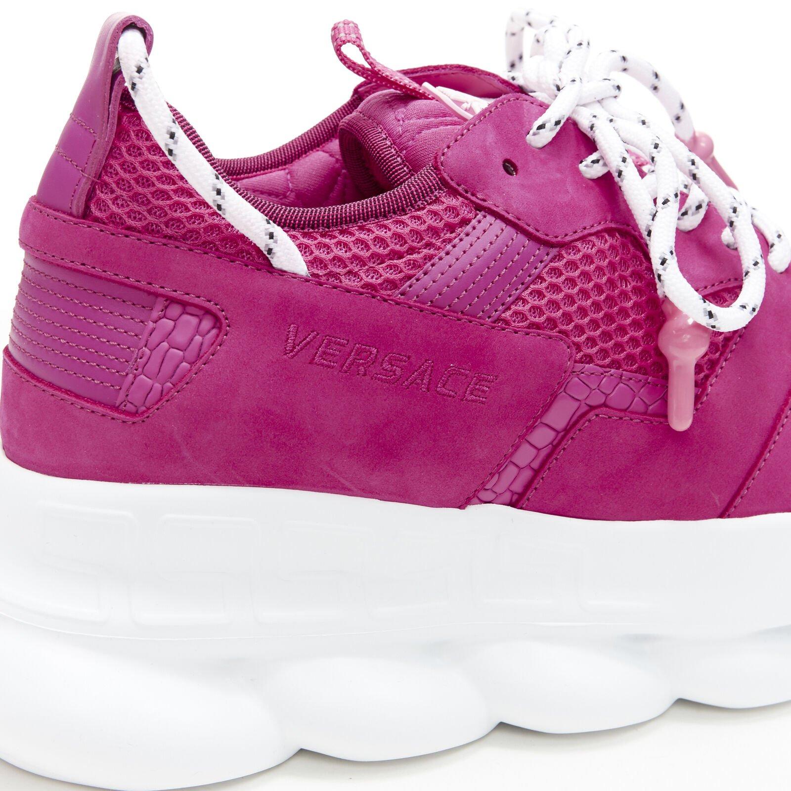 VERSACE Chain Reaction Blowzy all pink suede low top chunky sneaker EU42 en vente 3