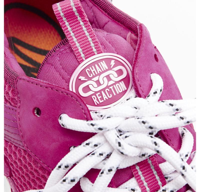 VERSACE Chain Reaction Blowzy rose daim baskets chunky EU43 US10 en vente 5