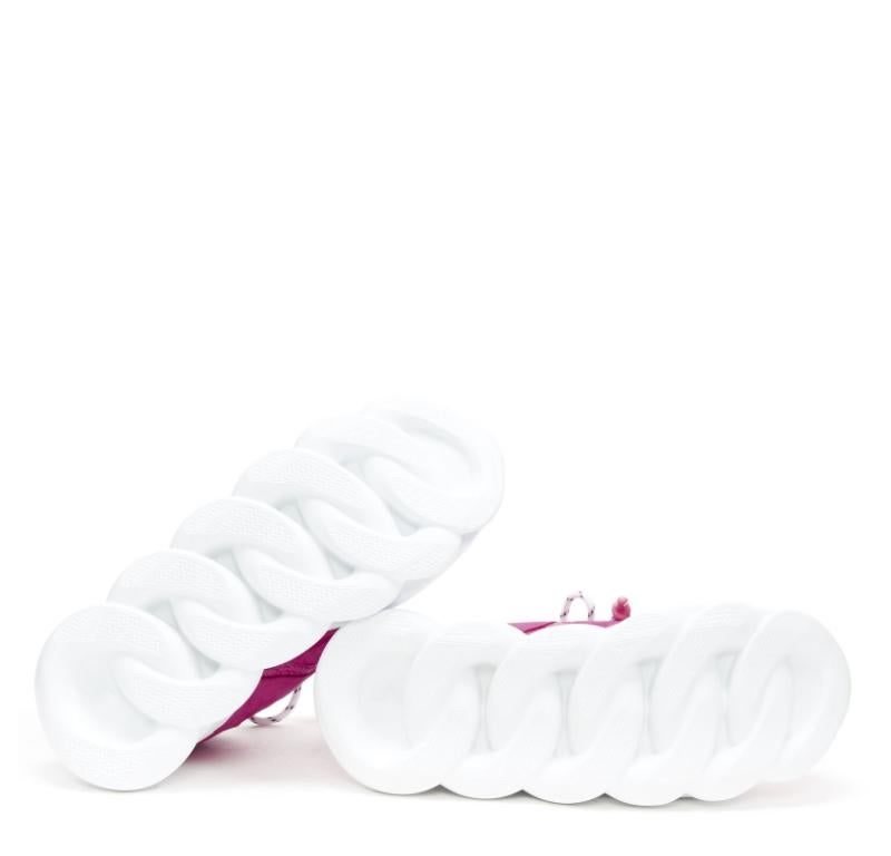 VERSACE Chain Reaction Blowzy rose daim baskets chunky EU43 US10 en vente 7
