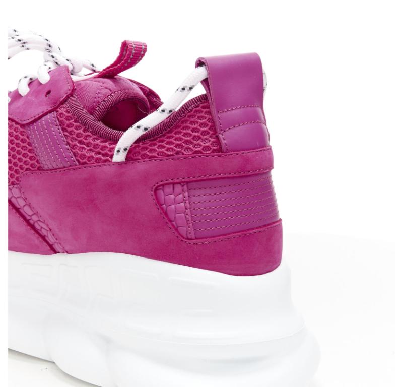 VERSACE Chain Reaction Blowzy rose daim baskets chunky EU43 US10 en vente 4