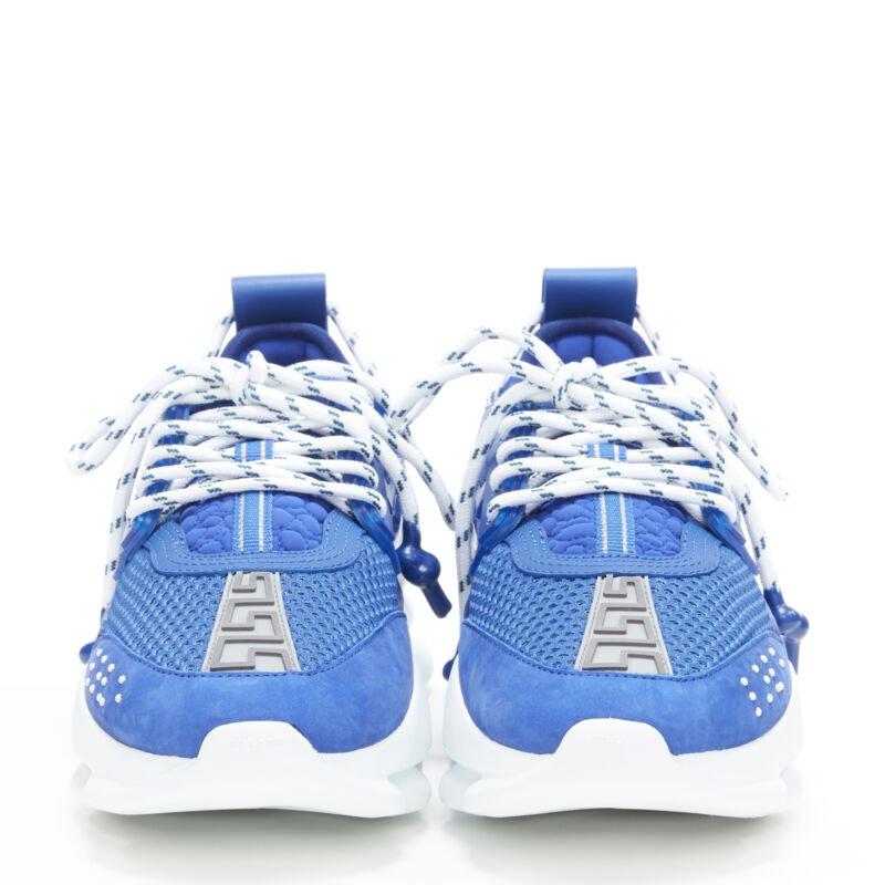 VERSACE Chain Reaction Bluette 2 weiß Mesh Wildleder klobig Sneaker EU39 US6 (Grau) im Angebot
