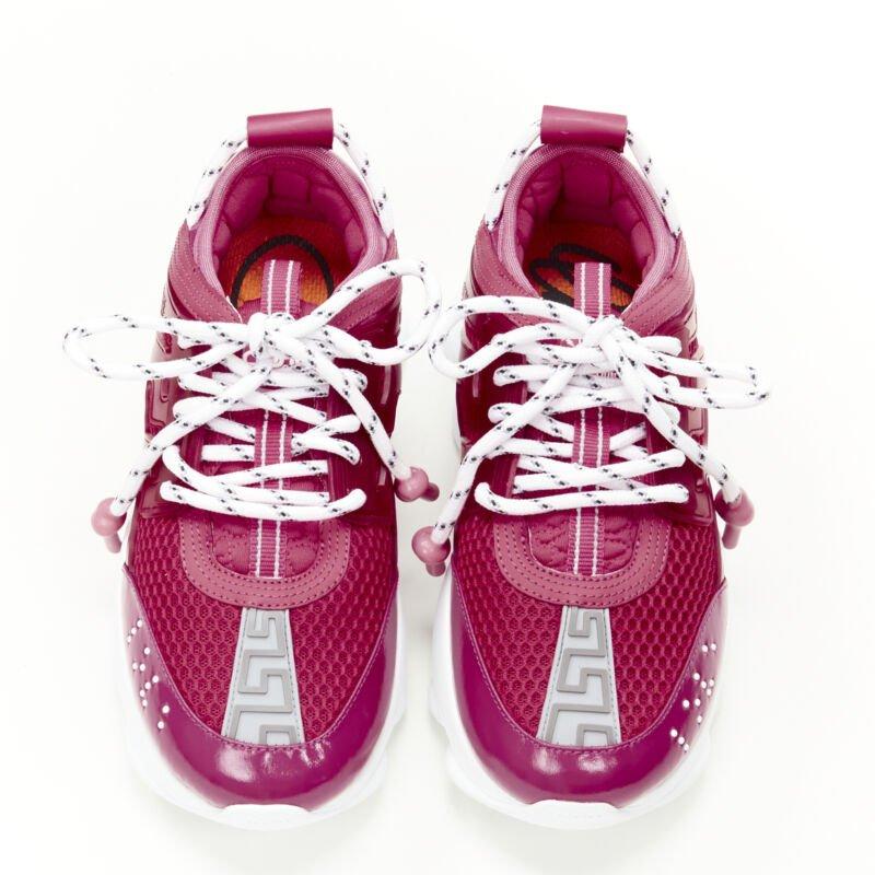 Gris VERSACE Chain Reaction fuschia rose blanc chunky sneaker EU36 US6 en vente