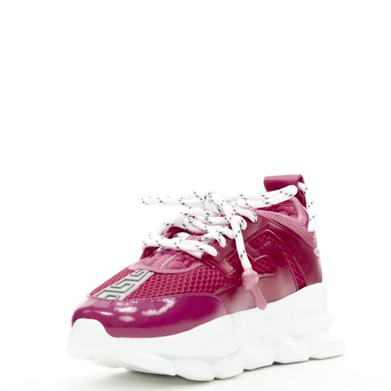 VERSACE Chain Reaction fuschia rose blanc chunky sneaker EU36 US6 Neuf - En vente à Hong Kong, NT