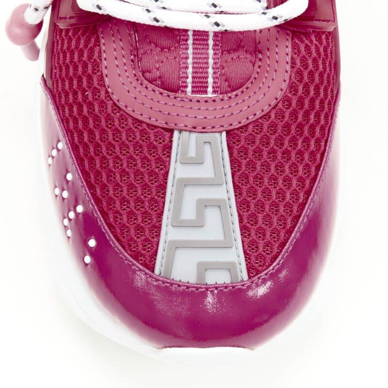 VERSACE Chain Reaction fuschia rose blanc chunky sneaker EU36 US6 en vente 1