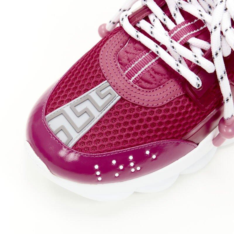 VERSACE Chain Reaction fuschia rose blanc chunky sneaker EU36 US6 en vente 2